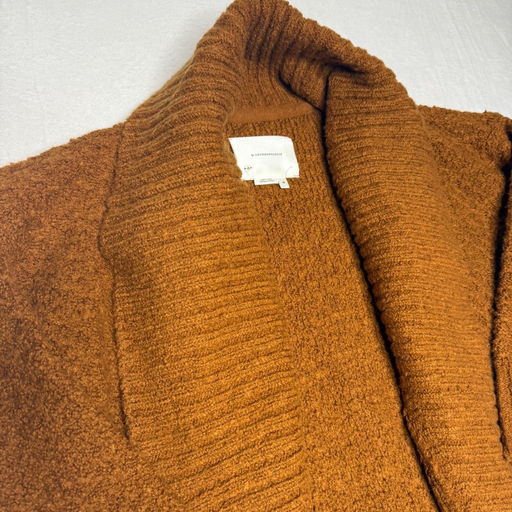 Anthropologie Textured‎ Shawl Collar Cardigan Rust Orange Cozy Knit XS